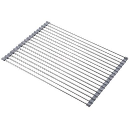 Rullbar Disktork, BPA-Fri Vikbar Diskställ Idealisk för Frukt, Grönsaker, Tallrikar, Silikonbelagd Rostfritt