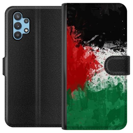 Kompatibel Tegnebogsetui til Samsung Samsung Galaxy A32 5G Palæstinensisk flag i sprøjt af rød grøn sort hvid kunstnerisk design, der symboliserer