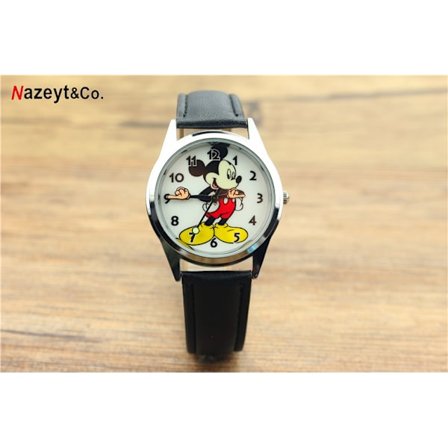 Mickey Mouse Retro Art Klokke Viser Svart og Gull Analog Klokke