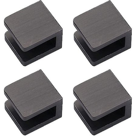 4 kpl lasikiinnikkeitä, ei porausreikiä lasiin, lasihyllyn kiinnityskiinnike (8–10 mm lasille, musta)-yux