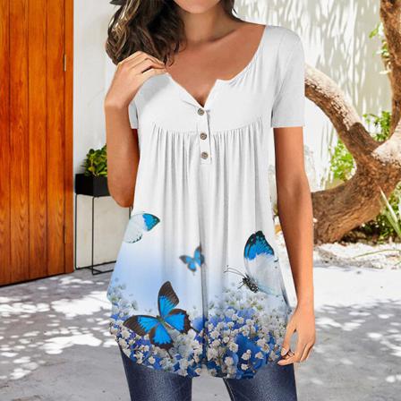 Kortärmad T-shirt För Kvinnor Med V-ringad Toppar