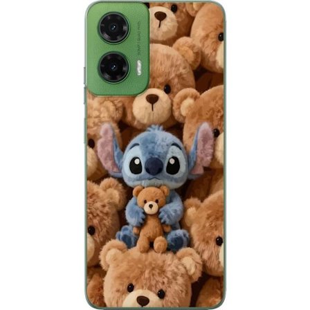 Kompatibelt Mobildeksel til Motorola Moto G35 Stitch omgitt av brune teddybjørner med en liten teddybjørn i fanget i en søt og koselig kawaii-design