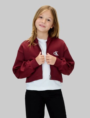 Calvin Klein Tricot Bomer Jacket - Burgundy - 140