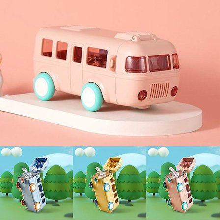 Bilhalm Vattenkopp Bärbar Avtagbar Söt Cartoon Bus Läcksäker vattenflaska med axelrem