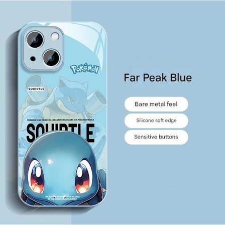 Nestem inen lasinen puhelinkotelo iPhonelle, Far Peak -sininen, yhteensopiva iPhonen kanssa Squirtle iPhone XR