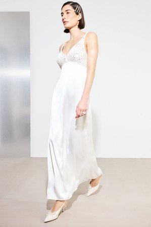 May Ridts x NAKD Satin Maxikleid - Sommerkleider - Weiß - EU 42