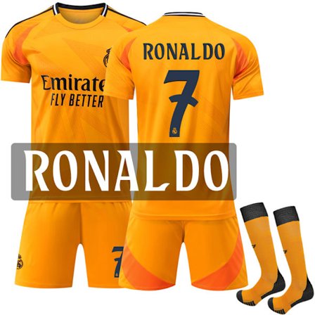 2024-2025 Real Madrid Udebanes Børne/Voksen Fodboldtrøje Jersey Nr. 7 Cristiano Ronaldo