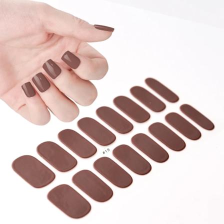 16Tips Uv Semi-Cured Gel Nagel Wraps Klistermärke 5D Ren Färg Full Täckning Uv Lampa Gel Klistermärke Lång-Lang Spikförlängning Patch Remsa NK-LTHP-