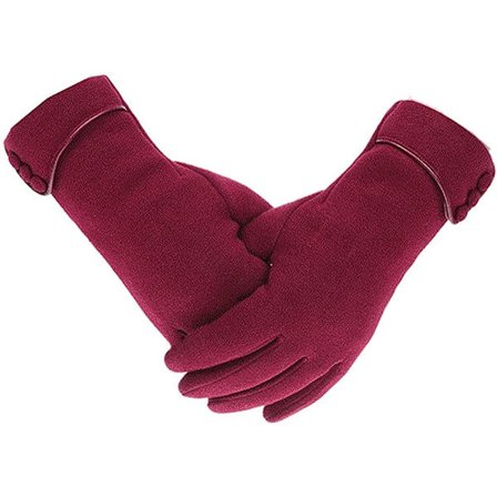 Damer Vinter Varme Handsker Touch Screen Mobiltelefon Vindtæt Foring Tykke Handsker (Claret)