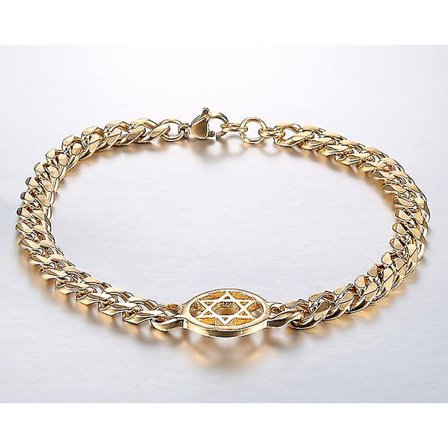 Fashion Davidsstjärna Armband i Rostfritt Stål Klassisk Hexagon (Guld)