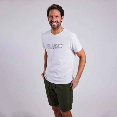Camiseta Sebago Performance Tee, White, hombre, Large