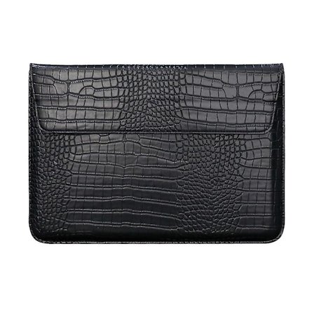 Krokodilmönstrad Väska i Konstläder med Flik, 13 tum Laptop Ställfodral, Laptop Skyddsfodral - Yvan svart