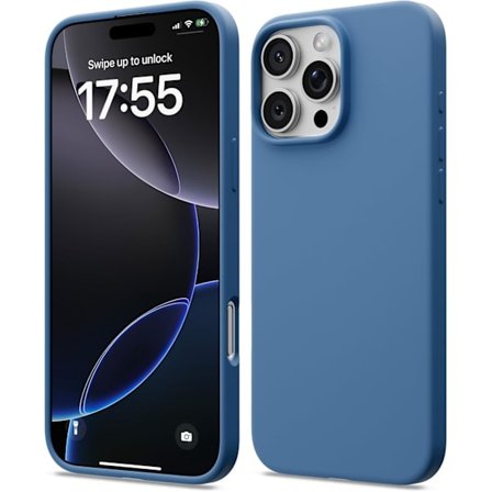 iPhone 16 Pro Skal Flytande Silikon, Stötsäkert Skal Kompatibelt med iPhone 16 Pro Skal Mjukt, Fullt Skydd Skal (Blå) Blå iPhone 16 Pro