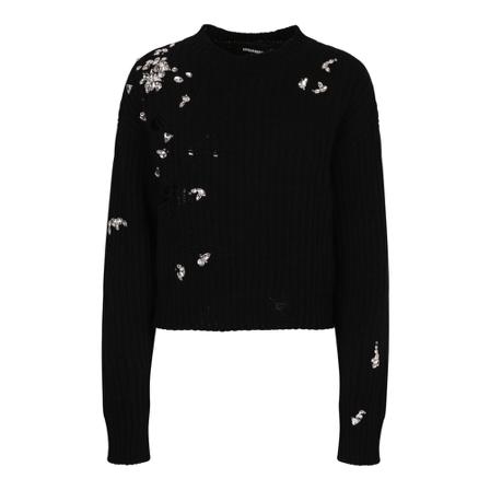 Dsquared2, Distressed effect sweater Czarny, Kobieta, Rozmiar: M