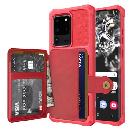 Samsung Galaxy S20 Ultra - Cover med kortholder Röd