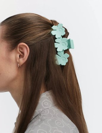 Marimekko Mini Unikko Hair Clip - Green - ONE SIZE