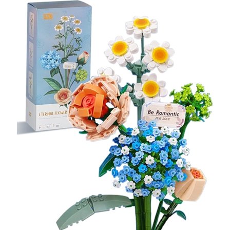 Mini Brick Blomsterbuket Byggesæt, Kunstige Blomster, DIY Unik Boligindretning, 680 Dele Botanisk Samling til Aldre