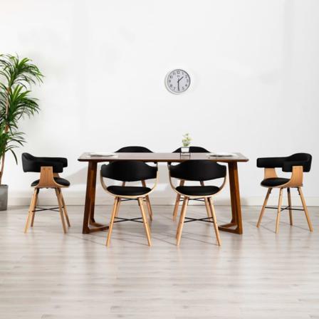 Vidaxl Matstolar 6 St Svart Konstläder Och Böjträ Svart