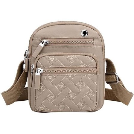 Damväska i canvas, axelväska, crossbody, mobilväska för shopping, resor, khaki