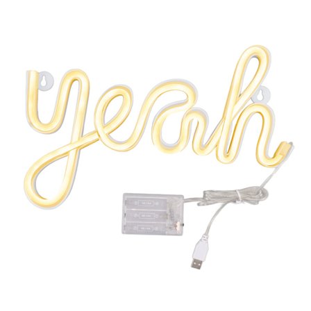 LED Neon-skilt Ja Form Veggdekor Neon Nattlys Uniform Myk Belysning LED-skilt Varm Hvit