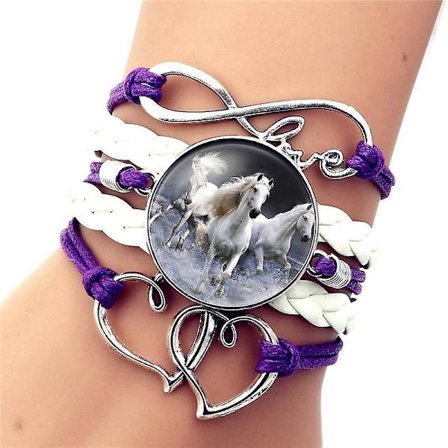 Hot Fashion- Läder Infinity Horse, Wrap Armband