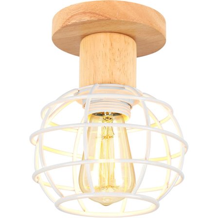 Vintage industriell taklampa semi flush mount pendellampa metallbur hängande lampskärm vit