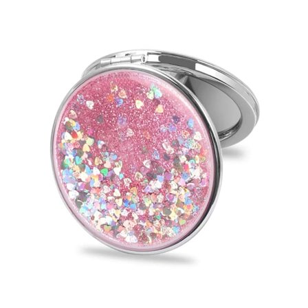 Kompakt sminke speil mini rund kvinnelig sammenleggbar speil metall lomme dobbeltsidig liten håndveske reise pung speil