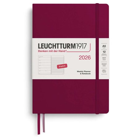 Leuchtturm1917 Kalender Weekly Planner & Notebook 2026 A5 Port Red