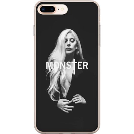 Kompatibelt Mobilskal till Apple Apple iPhone 7 Plus Lady Gaga Monster svartvit porträtt Gaga MONSTER text ikonisk design
