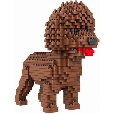 950 brikker. Puddel eller puddelhund. Figur til samling med nanoblocks