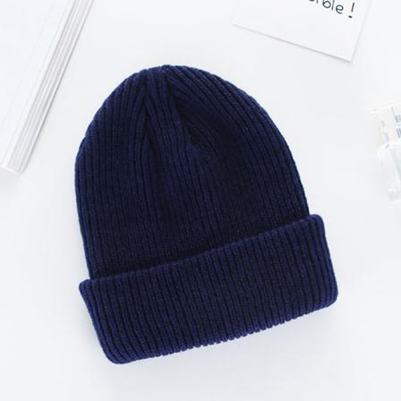 Vinter Herr Dam Stickad Mössa Solid Beanies Cap Tjock Varm Skida B
