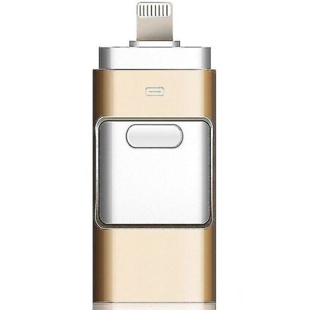 128 GB 3 i 1 USB-minne Expansion Memory Stick Otg Pendrive För Iphone Ipad Android Pc (Guld) Guld 128 GB