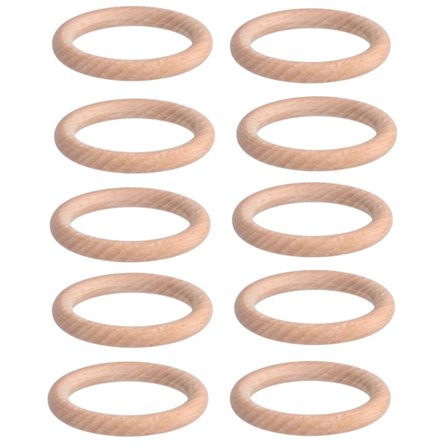 10 stk. ubehandlede tre ringer i tre for håndverk, smykker og babytenner på 5 cm