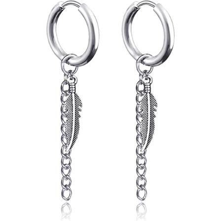 H yhen punk -vannekorvakorut ruostumattomasta ter ksest , lehden muotoiset, unisex-l vistyskorut, 1 pari