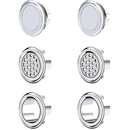 6 stk. vask overløbsring, vask overløbsdæksel rund køkken badeværelse håndvask overløbsring badekar vask hul rund overløbsdæksel