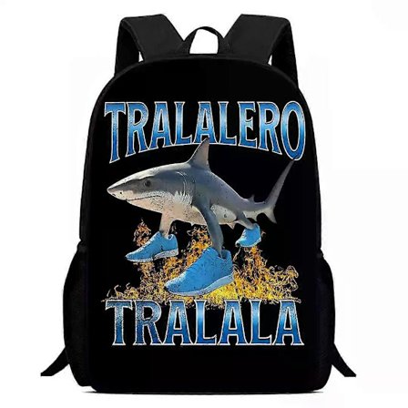 Skoltaske Tralalero Tralala Rygsæk Tungtung Sahur Brainrot Børn Skoletasker Børn Udendørs Sports Rygsæk Rejse Anime Rygsæk Gave-XF29-