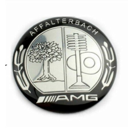 Svart/silver Mercedes Benz AMG rattmärke emblem klistermärke 52mm