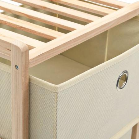 Vidaxl Förvaringshyllor 2 St Med 3 Tygkorgar Cederträ Beige Beige