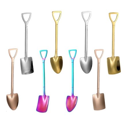 8 stk. Vandmelonskeer i rustfrit stål, vakuumbelagt med titanium, rustfrie skeer til kaffe, dessertsiang