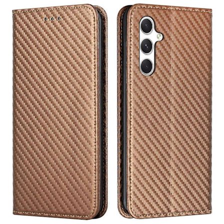 Læder Flip Telefon Cover med Stand og Stærk Magnetisk Lukning til Samsung Galaxy A16 5G - Brun