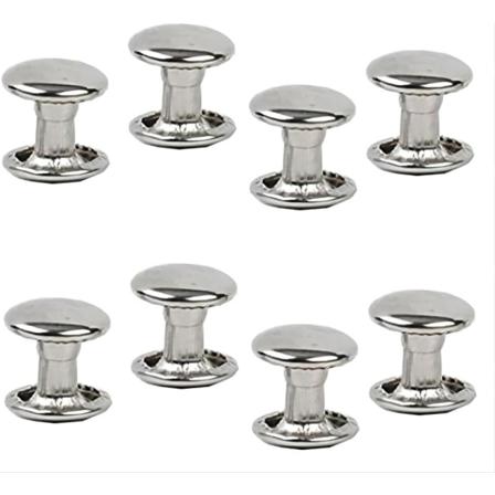 300 set Silver lädernitar i rostfritt stål Dubbla cap