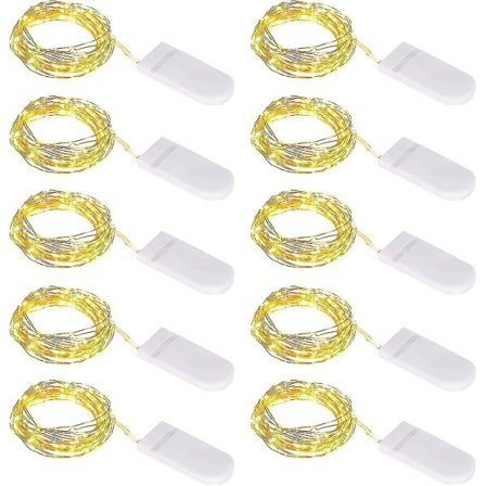 1m 10 Mikro String Lyskæder Små Med Batteri 10 Styk Led String