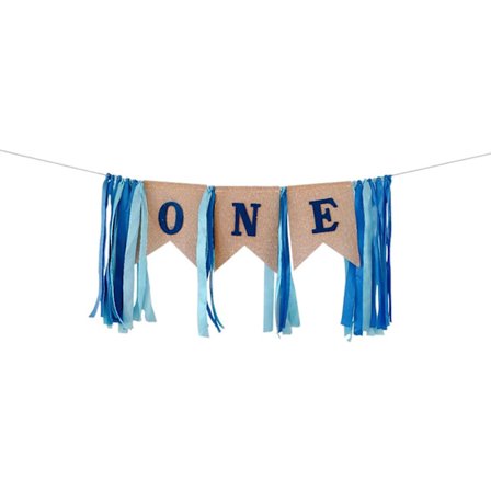 Banner Første Fødselsdag Dreng Burlap Højstol Banner til 1. baby bi