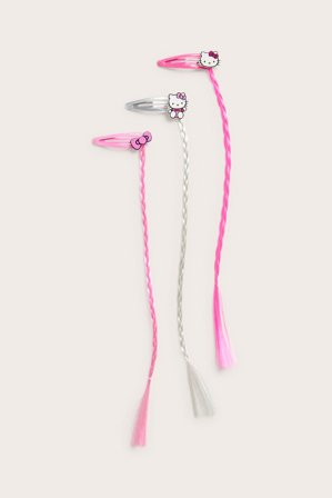 Kappahl | Spinki do włosów, z warkoczykiem, Hello Kitty, 3-pak Jasnoróżowy ONE SIZE | Jasnoróżowy
