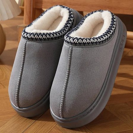 Dame bløde slippers, ruskindsslippers med tyk sål, afslappede sko med tyk sål, indendørssko, størrelse 45