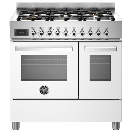 Bertazzoni PRO96L2EBIT Professional gaskomfur med dobbeltovn, 90 cm, hvid - Hvid, ral 9003, blank | KitchenOne