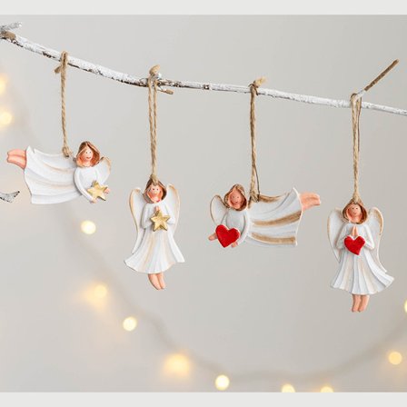 4 juledekorative anheng nordisk harpiks engeljente liten penn