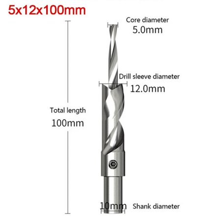 Trebearbeidingsbor Forsenket hode salatbor 5X12X100MM