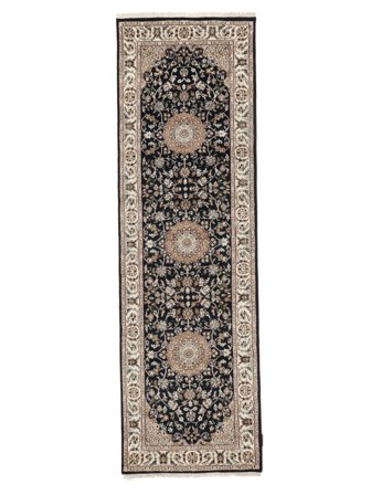 Handgeknüpft Nain Indisch Teppich 80X262 Braun/Schwarz