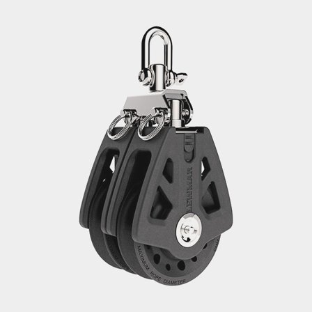 Bozzello doppio con grillo Lewmar Synchro 50, fisso/girevole, cuscinetto a strisciamento, adatto per cime Ø6 - 10 mm